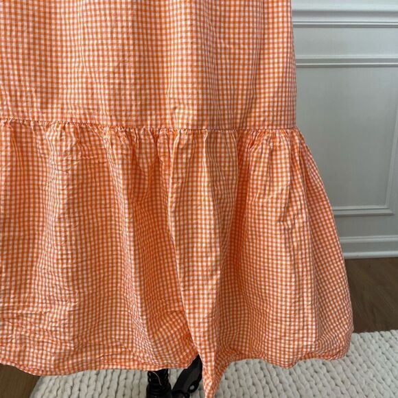 Sim & Sam Nordstrom Orange Gingham Micro Check Bare Midriff Midi Dress L - Picture 4 of 8